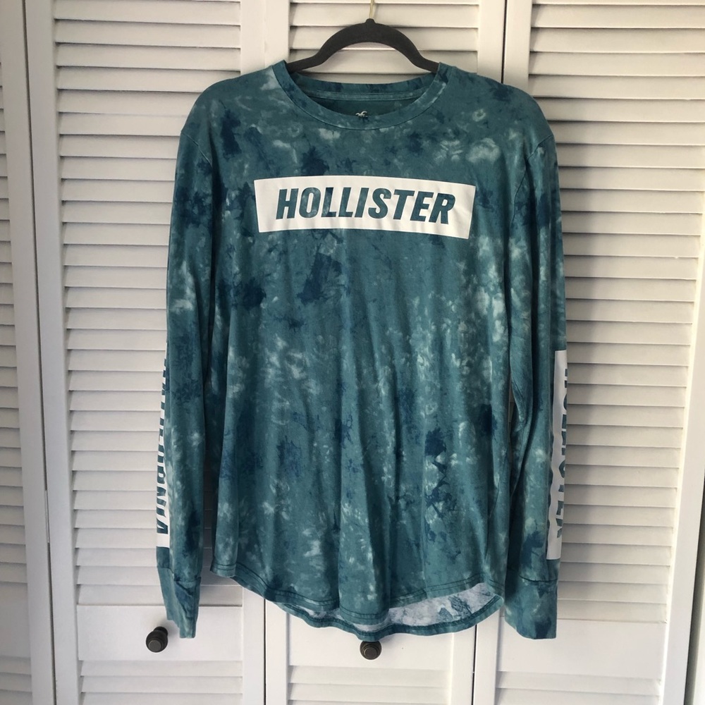 Hollister Blue Tie Dye Print Graphic Long Sleeve
